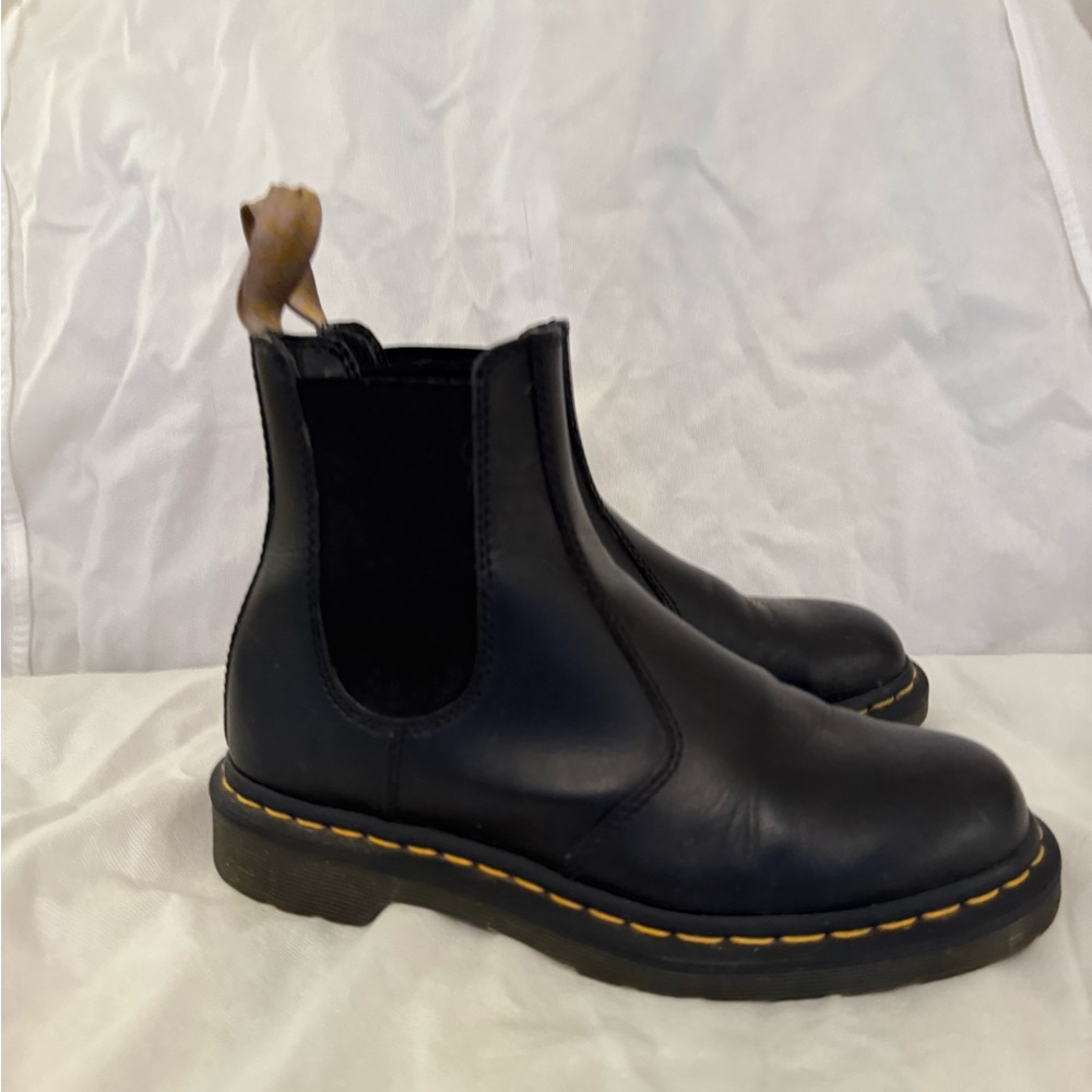 SOLD: 
Classic Black Chelsea Boots with Yellow Stitching - Dr. Martens Style